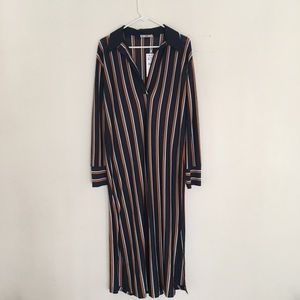 Zara Long-Sleeve Flowing Striped Shirt Dress